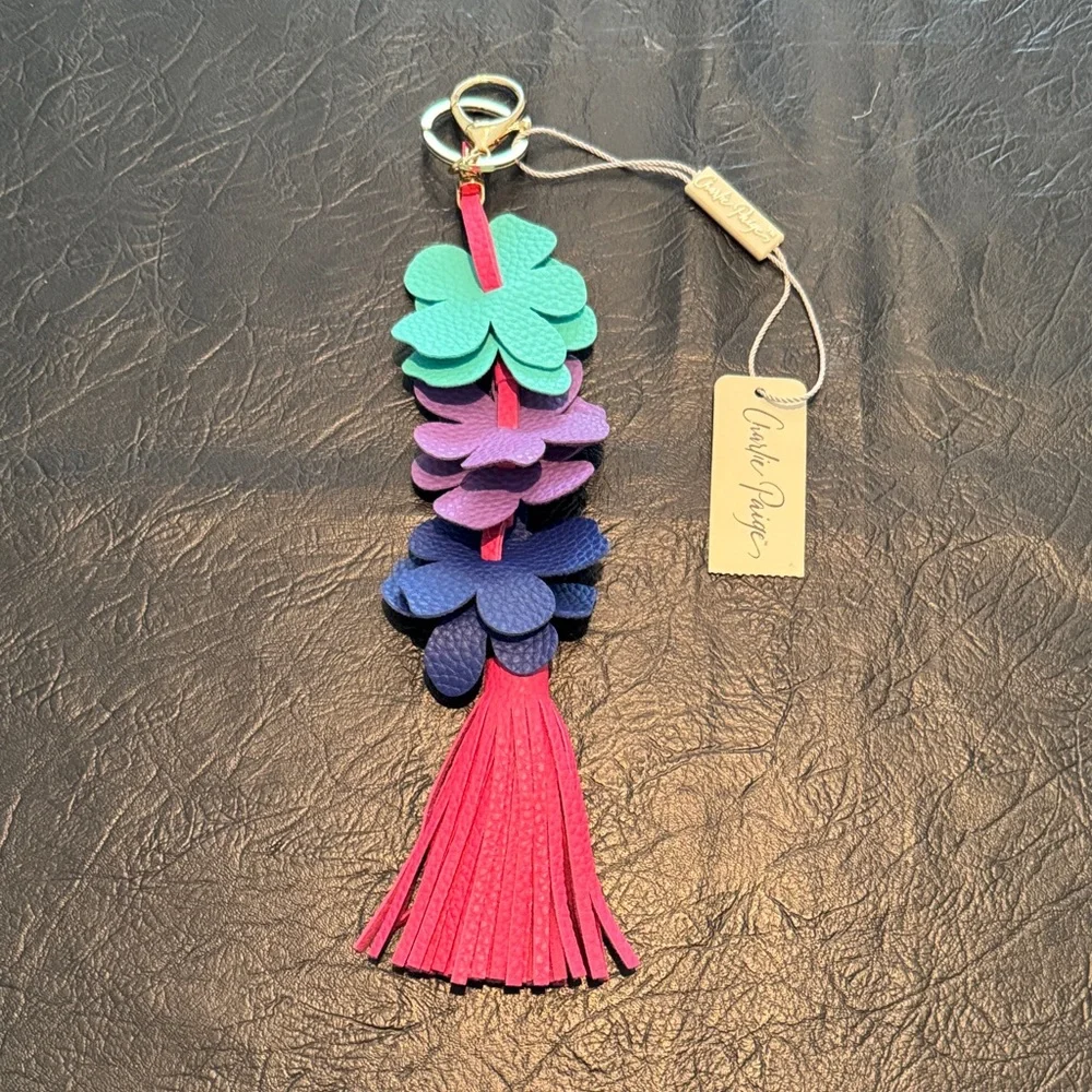 Charlie Paige Floral Tassel Keychain - Pink, Blue, Purple, Teal NEW